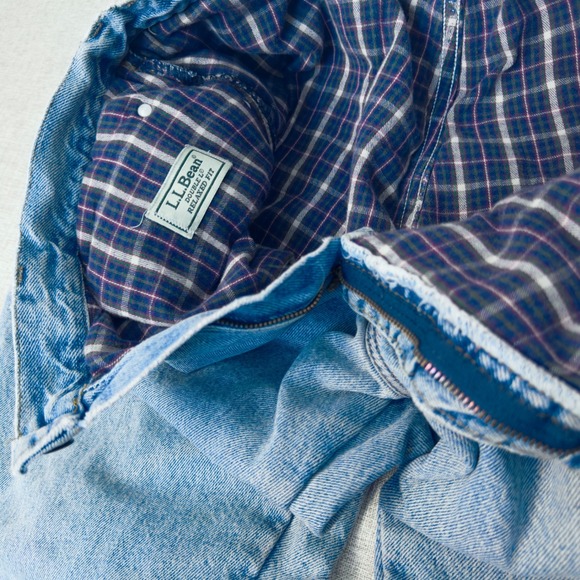 LL Bean Flannel Lined Jeans Mens 34x32 Double L Relaxed Fit Light Wash Blue - Picture 6 of 16
